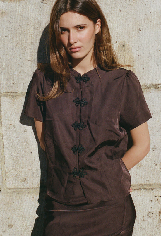 Lousia Brown Satin Top