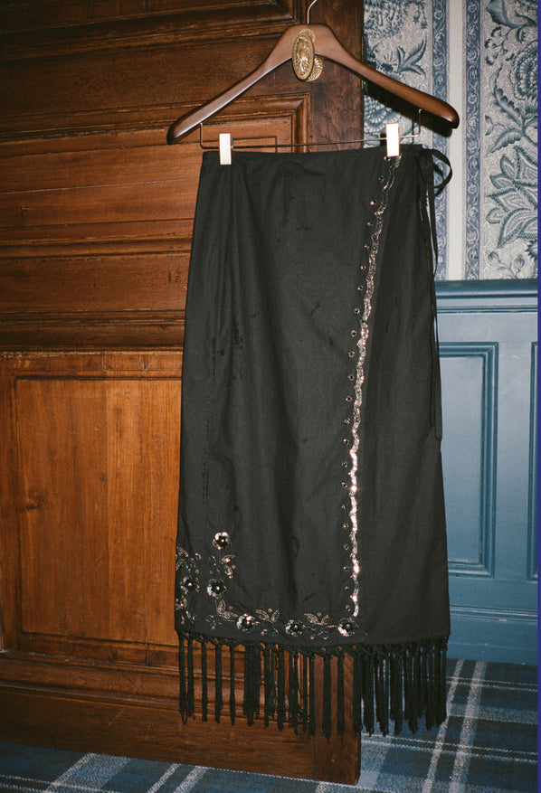 Seraphine Embellished Cotton Fringe Skirt