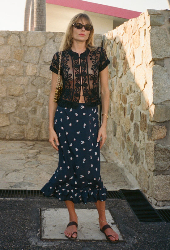 Nikola Black Soutache Top