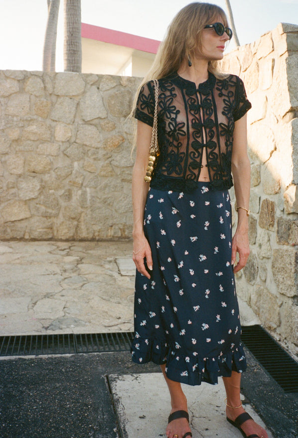 Nikola Black Soutache Top