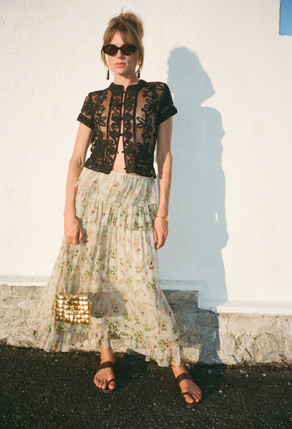 Nikola Black Soutache Top