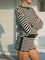 Fava Navy Stripe Knit Short