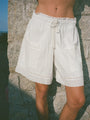 Neria White Embroidered Cotton Short