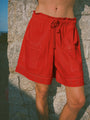 Neria Red Cotton Short