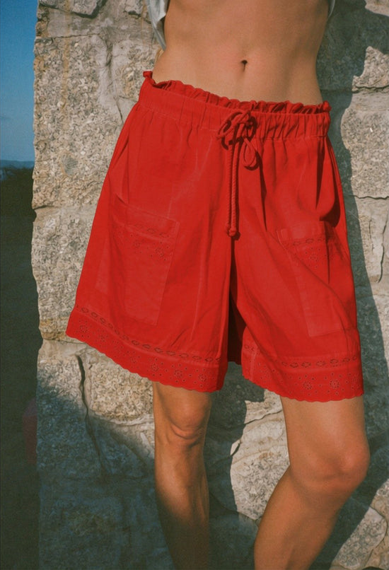 Neria Red Cotton Short
