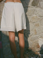 Neria White Embroidered Cotton Short