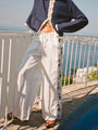 Ermmano White Embroidered Linen Pant