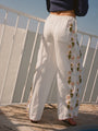 Ermmano White Embroidered Linen Pant