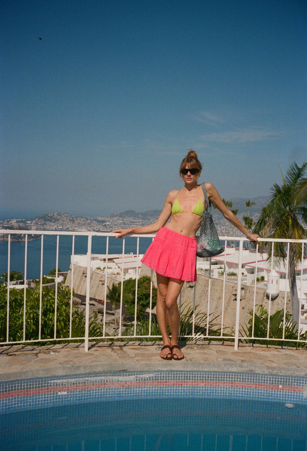 Osa Guava Embroidered Cotton Skirt