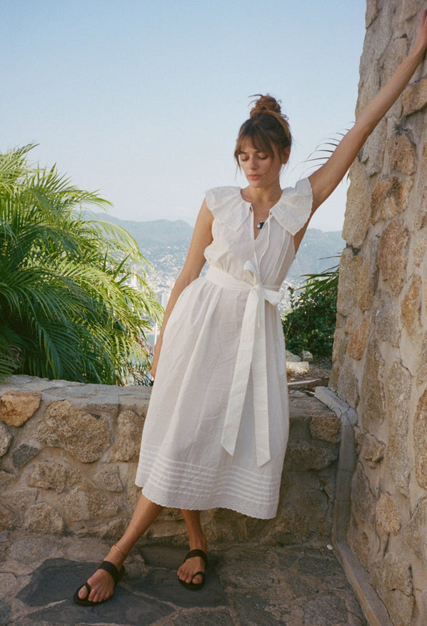 Sua White Embroidered Cotton Dress