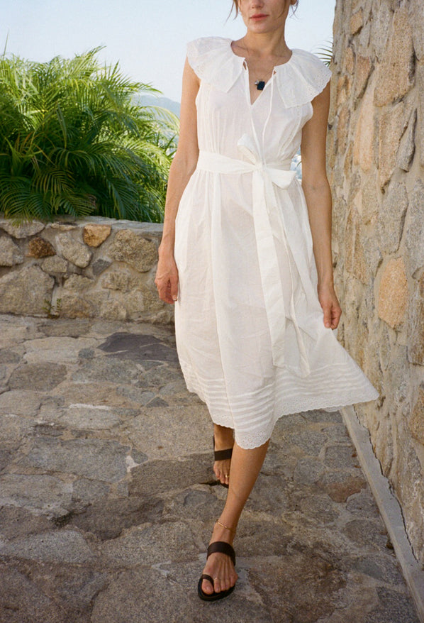 Sua White Embroidered Cotton Dress