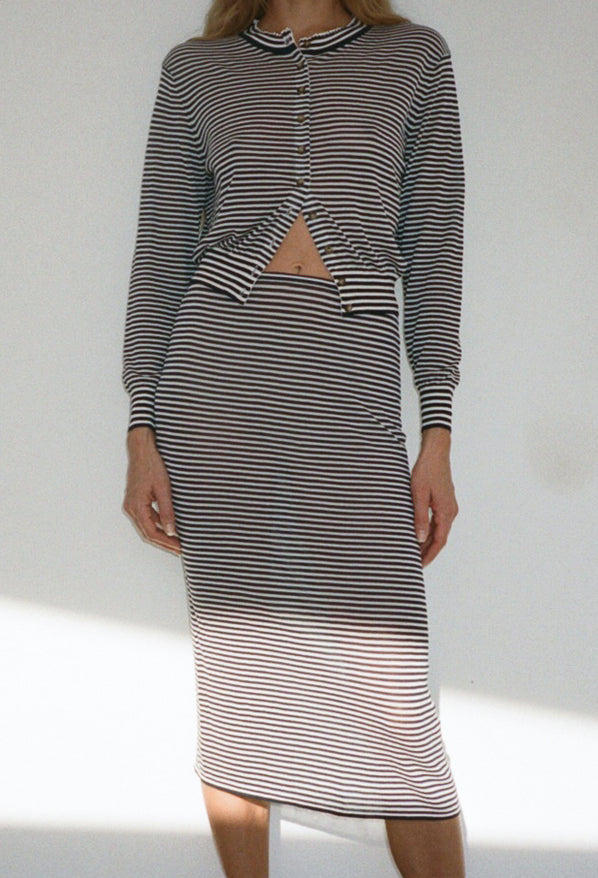 Faye Midnight Stripe Sheer Knit Skirt