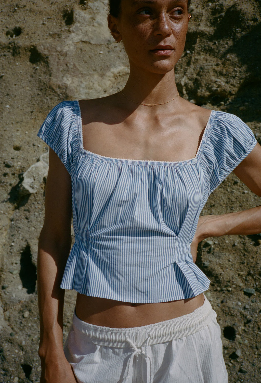 Lille Striped Cotton Poplin Top