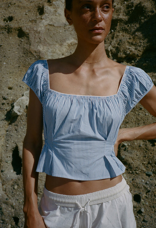 Lille Striped Cotton Poplin Top