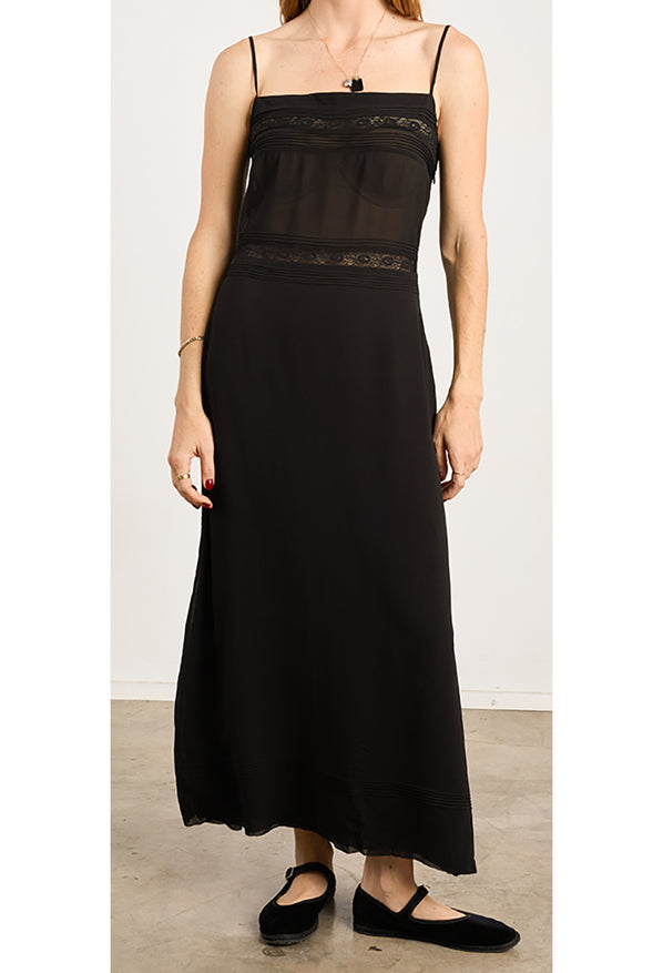 Beverly Black Georgette Silk Dress