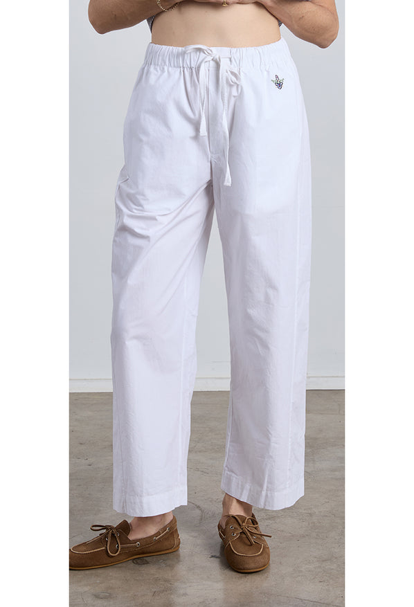 Dania White Cotton Poplin Pant