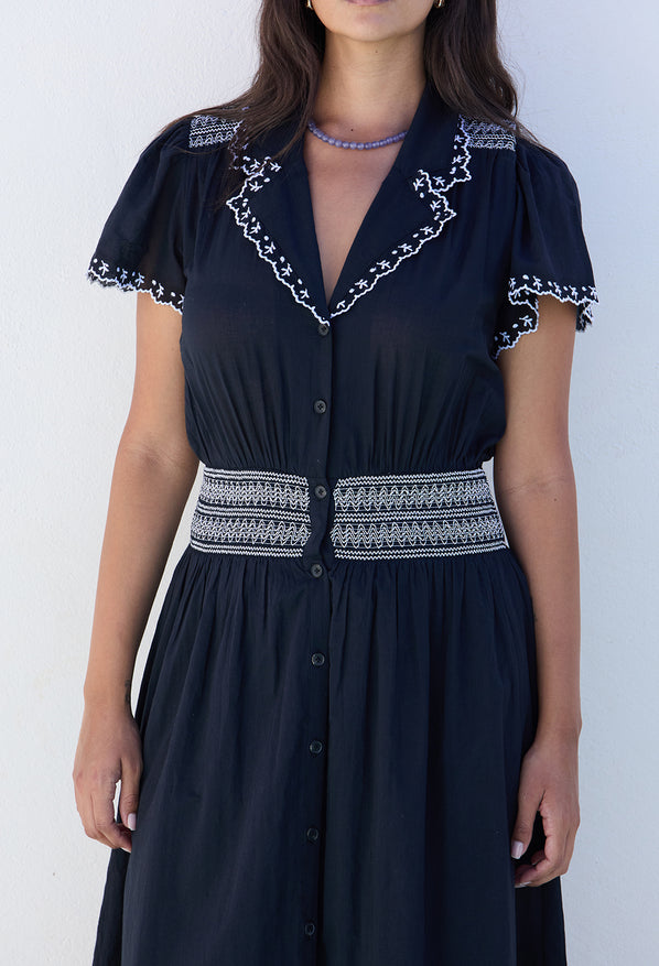 Naomi Black Cotton Voile Dress