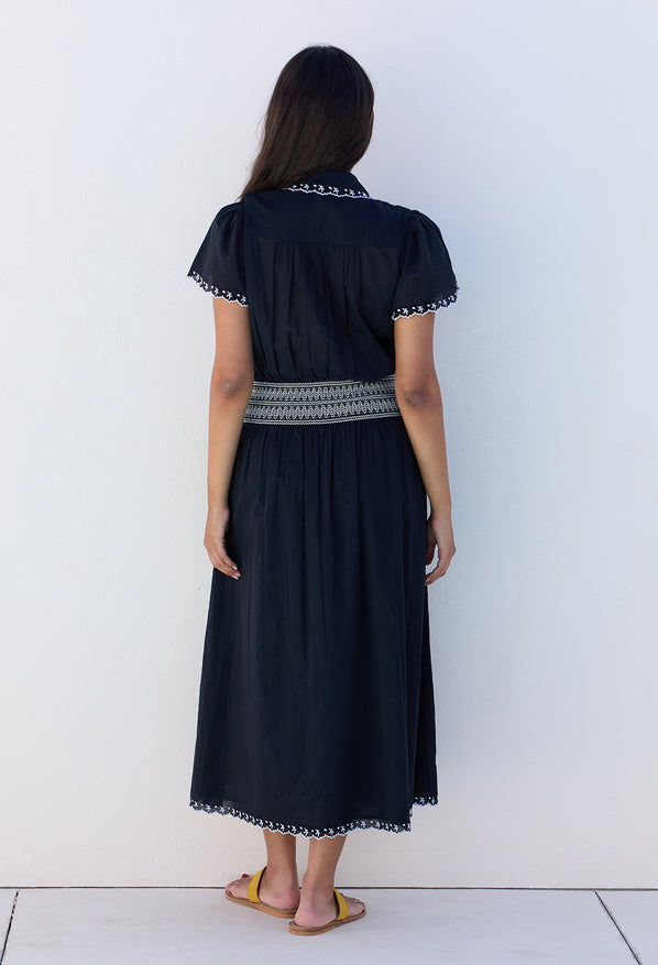 Naomi Black Cotton Voile Dress