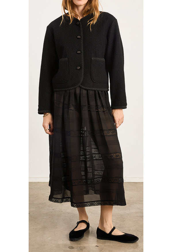 Safira Black Georgette Silk Skirt