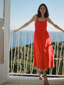 Iris Red Cotton Poplin Dress