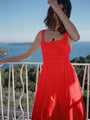 Iris Red Cotton Poplin Dress