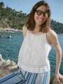 Lexi Floral Embroidered White Voile Tank