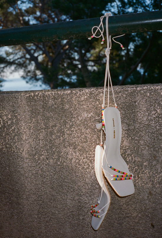 Larroudé x Ciao Lucia: Eloisa Sandal Ivory Leather