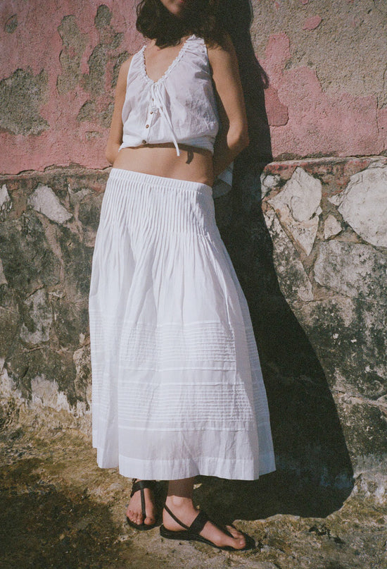 Enika White Cotton Voile Skirt