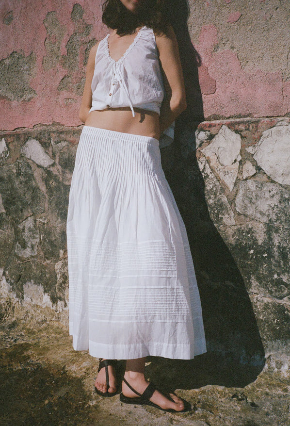 Enika White Cotton Voile Skirt