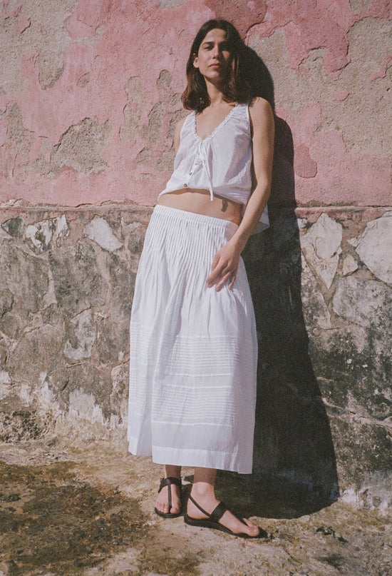Enika White Cotton Voile Skirt
