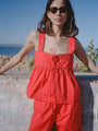 Ander Red Cotton Poplin Lace Top