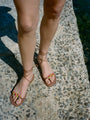 Larroudé x Ciao Lucia: Susana Flat Sandal Caramel Leather
