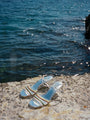 Larroudé x Ciao Lucia: Daiana Wedge Sandal Silver Leather