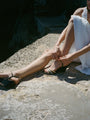 Larroudé x Ciao Lucia: Daiana Wedge Sandal Black Leather