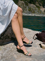 Larroudé x Ciao Lucia: Daiana Wedge Sandal Black Leather