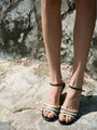 Larroudé x Ciao Lucia: Daiana Wedge Sandal Black Leather