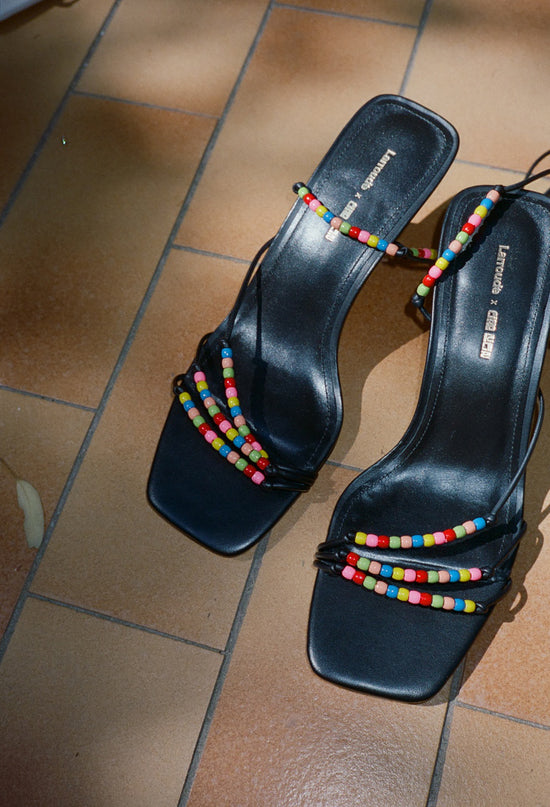 Larroudé x Ciao Lucia: Eloisa Sandal Black Leather
