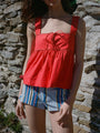 Ander Red Cotton Poplin Lace Top