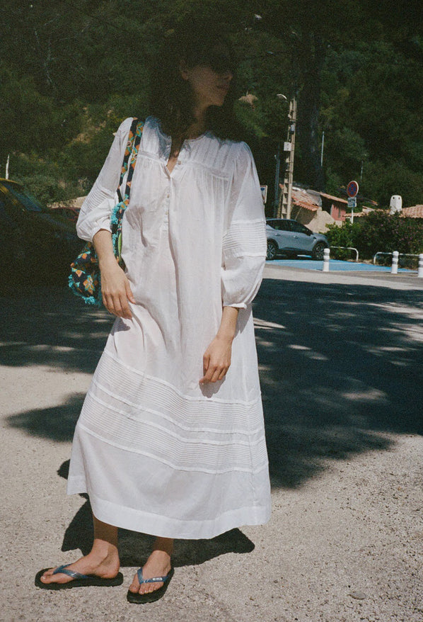 Ingrid White Cotton Voile Dress