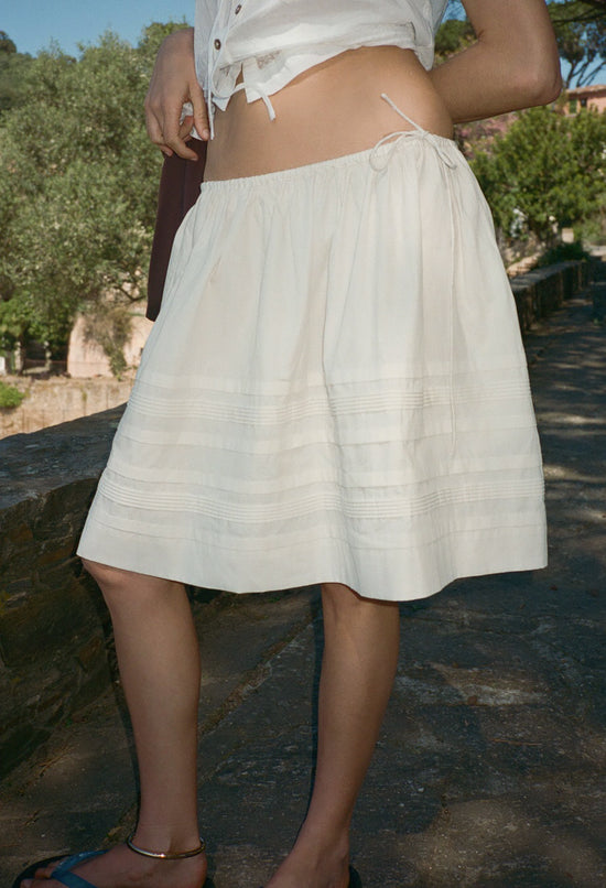 Bria Ivory Cotton Poplin Skirt