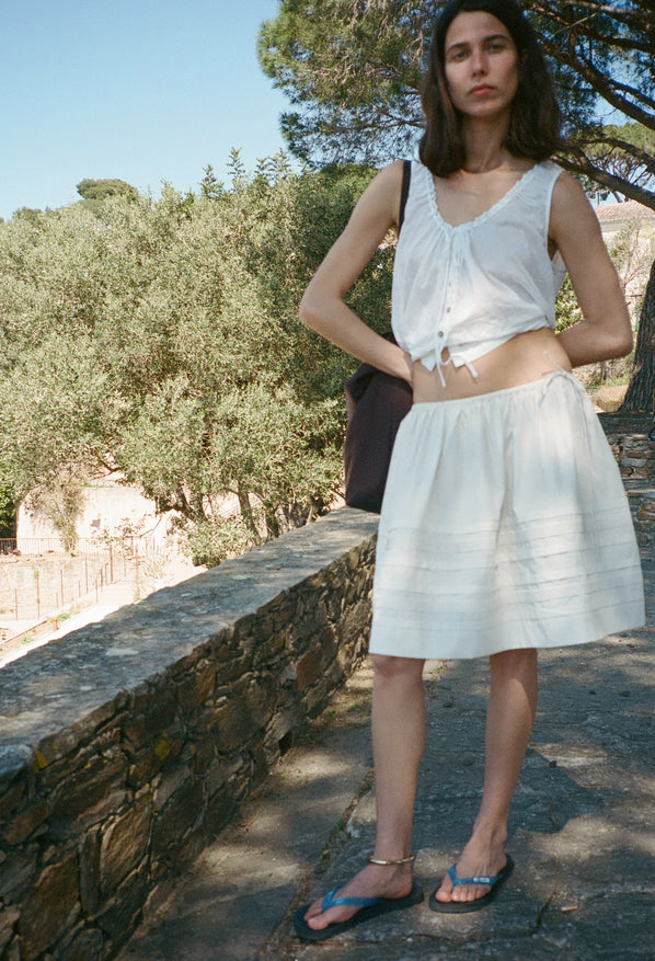 Bria Ivory Cotton Poplin Skirt