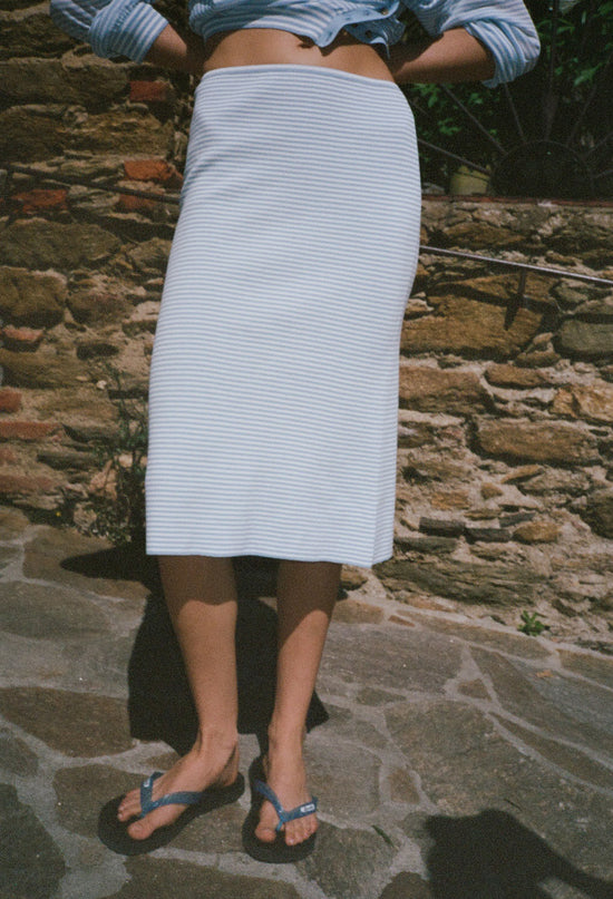 Faye Periwinkle Sheer Knit Skirt