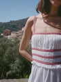 Carolyne Floral Embroidered White Voile Dress