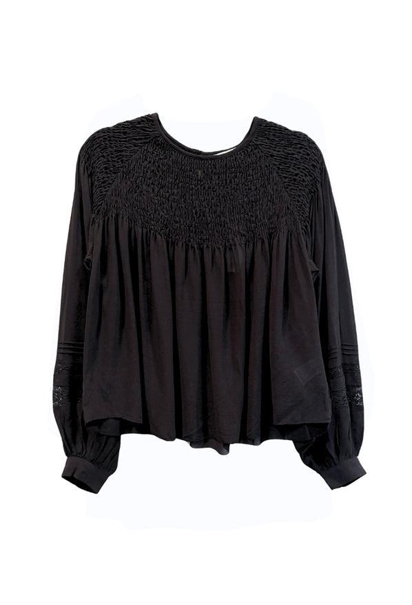 Alda Black Georgette Silk Top