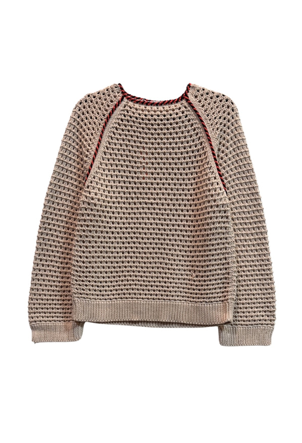 Avra Cotton Crochet Pullover Bone