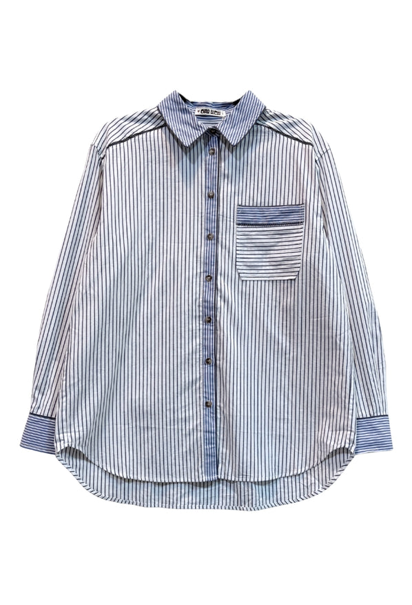 Delan Stripe Cotton Poplin Top