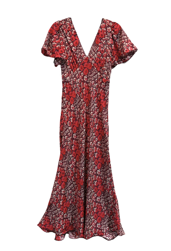 Lettie Poppy Printed Silk Dress