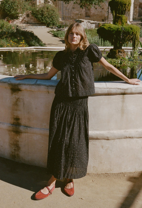 Enika Black Cotton Voile Skirt