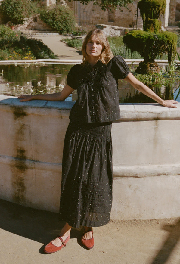 Laila Black Cotton Voile Top