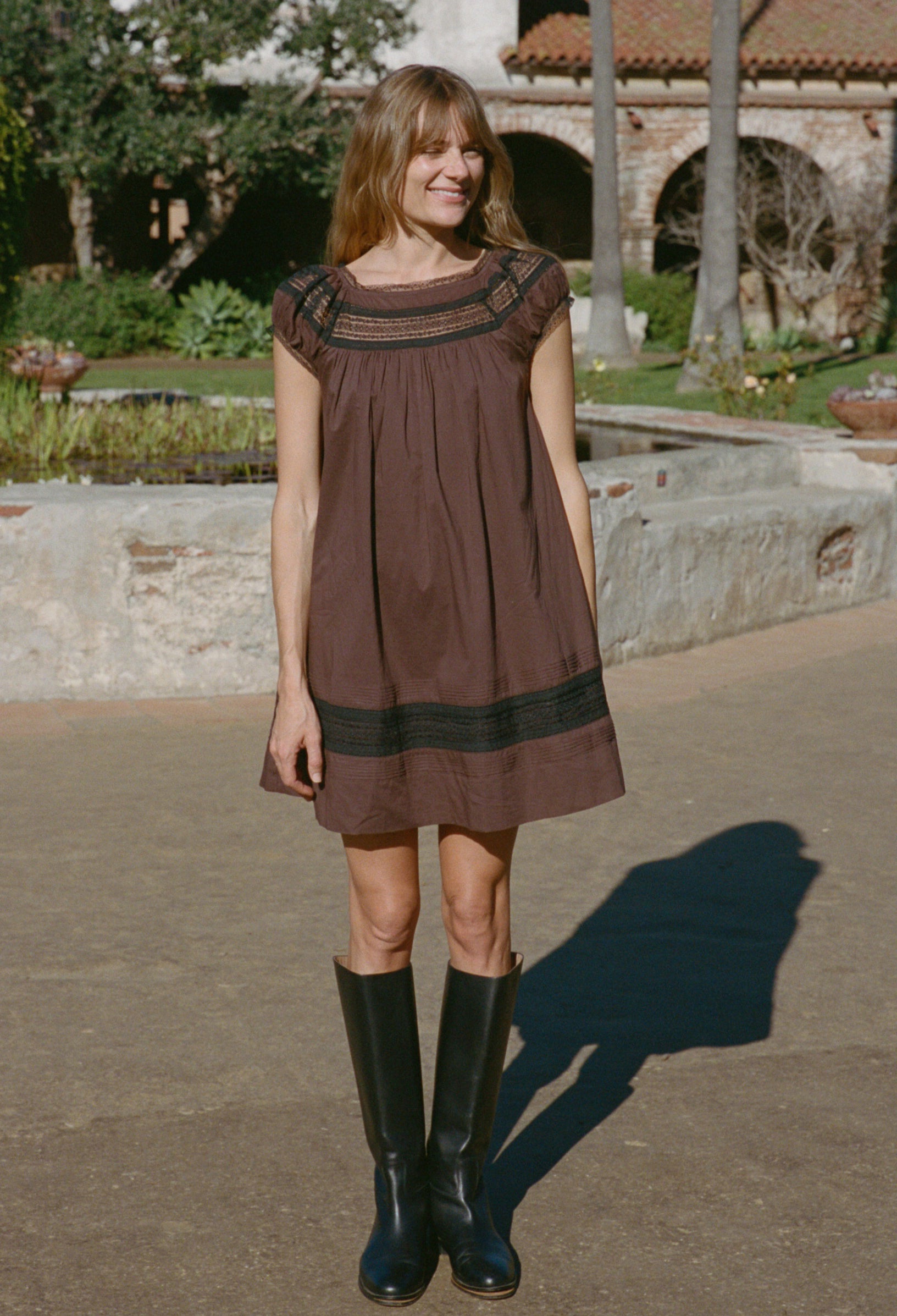 Ina Brown Cotton Voile Dress